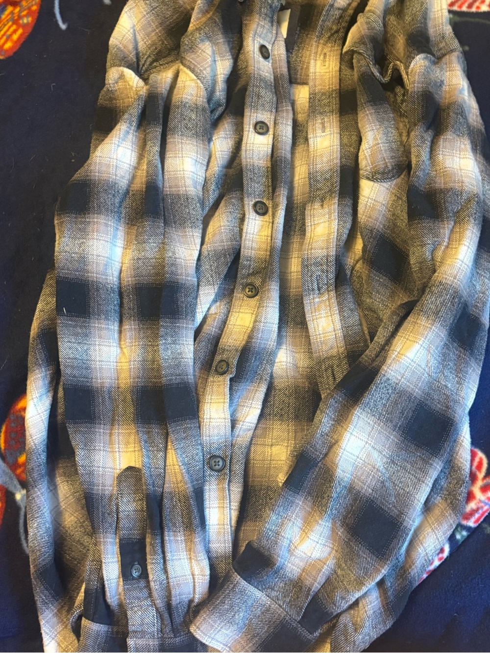 Men's Casual Plaid Button-Down Shirt in Blue and Gray